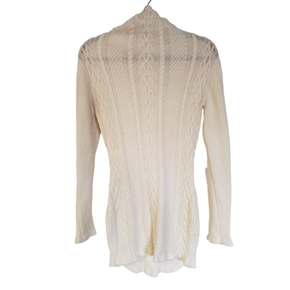 SWEATER KNIT TUNIC SIZE MEDIUM CABLE KNIT COWEL NECK LONG SLEEVE CREAM - Picture 2 of 14